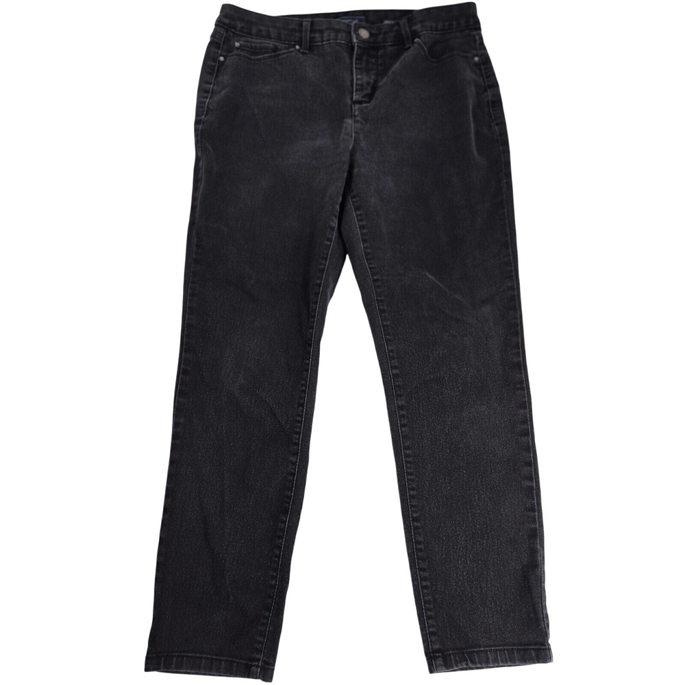 Charter Club Bristol Skinny Ankle Jeans Women's 10P Black Stretch High Rise